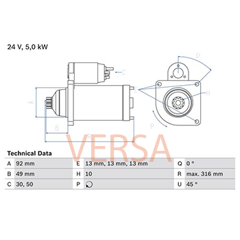 Стартер IVECO EUROSTAR Bosch 0 986 023 430