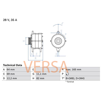 Генератор Bosch 0 986 041 940 Iveco